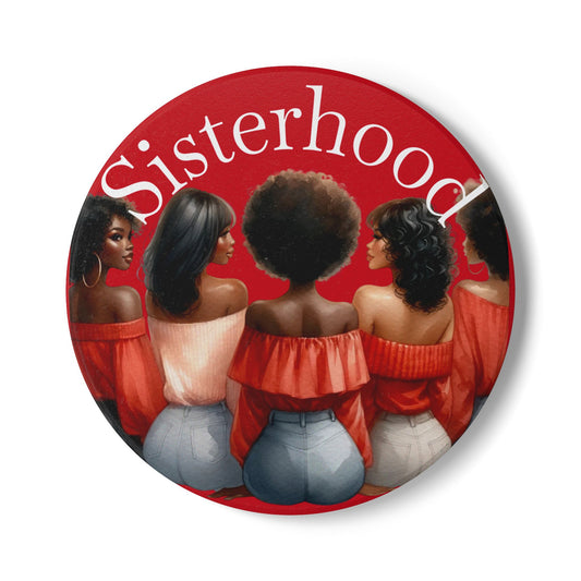 Sisterhood Ceramic Coaster Set for , Red Feminine Drink Coasters, Friendship Gift, Women's Empowerment, Lady Boss Table Decor, Sorority
