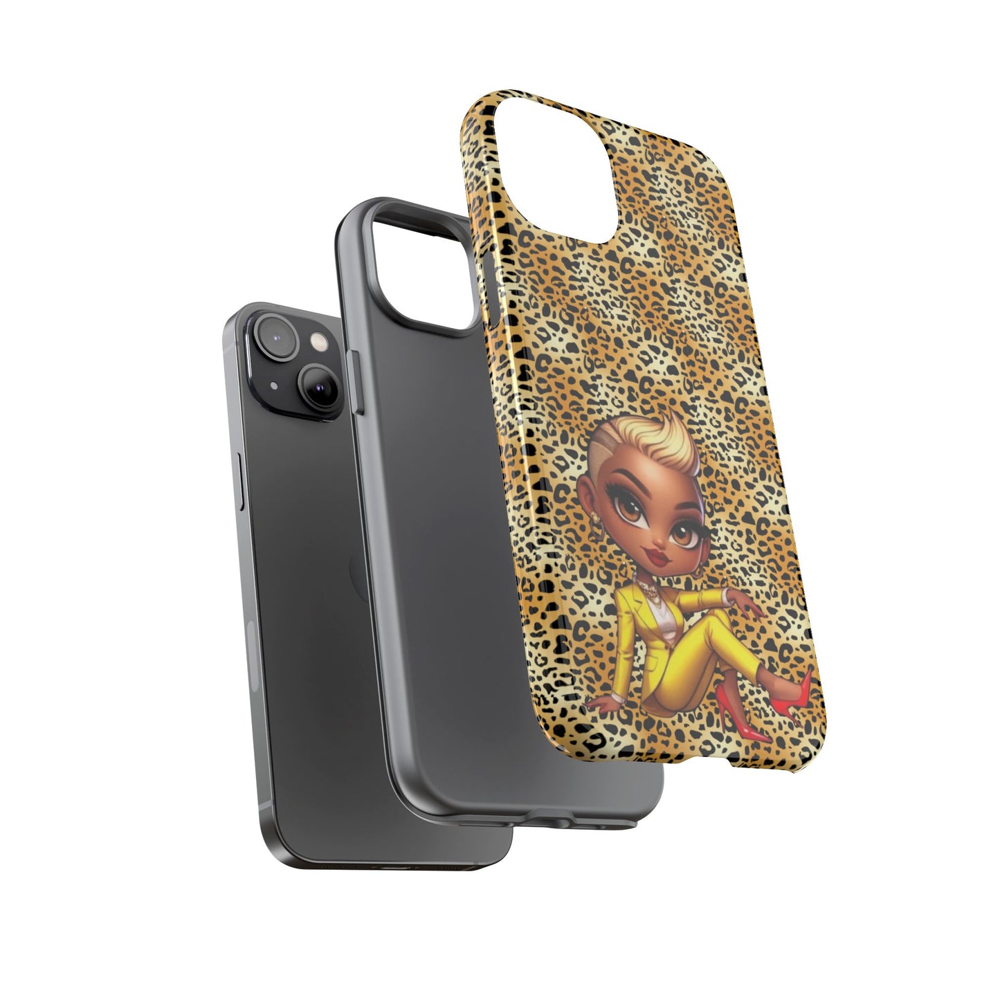 Phone Case, Blonde Bombshell Leopard Print Case, Tough Phone Cover, Stylish Animal Print Phone Protector, Gift for Her