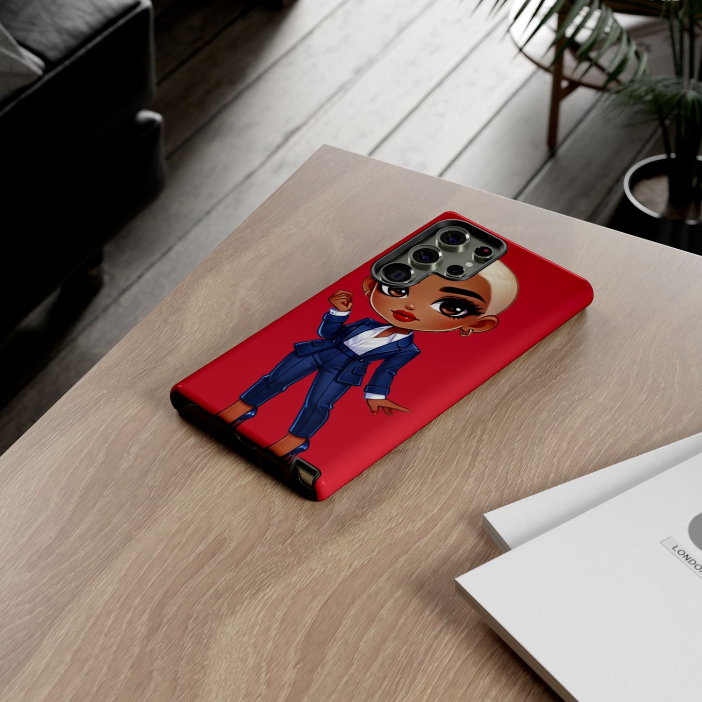 Stylish Phone Case with Confident “Deedra” Character Design, Protects Your Phone, Unique Gift, Trendy Accessory, Fashion Statement
