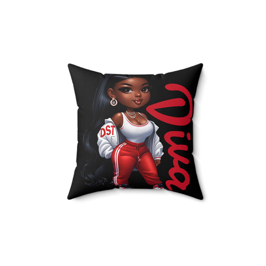 Black Red Delta Diva Chic Spun Polyester Pillow, Decorative Square Cushion, Throw Pillow for Living, Elegant Home Decor,Bedroom Accent
