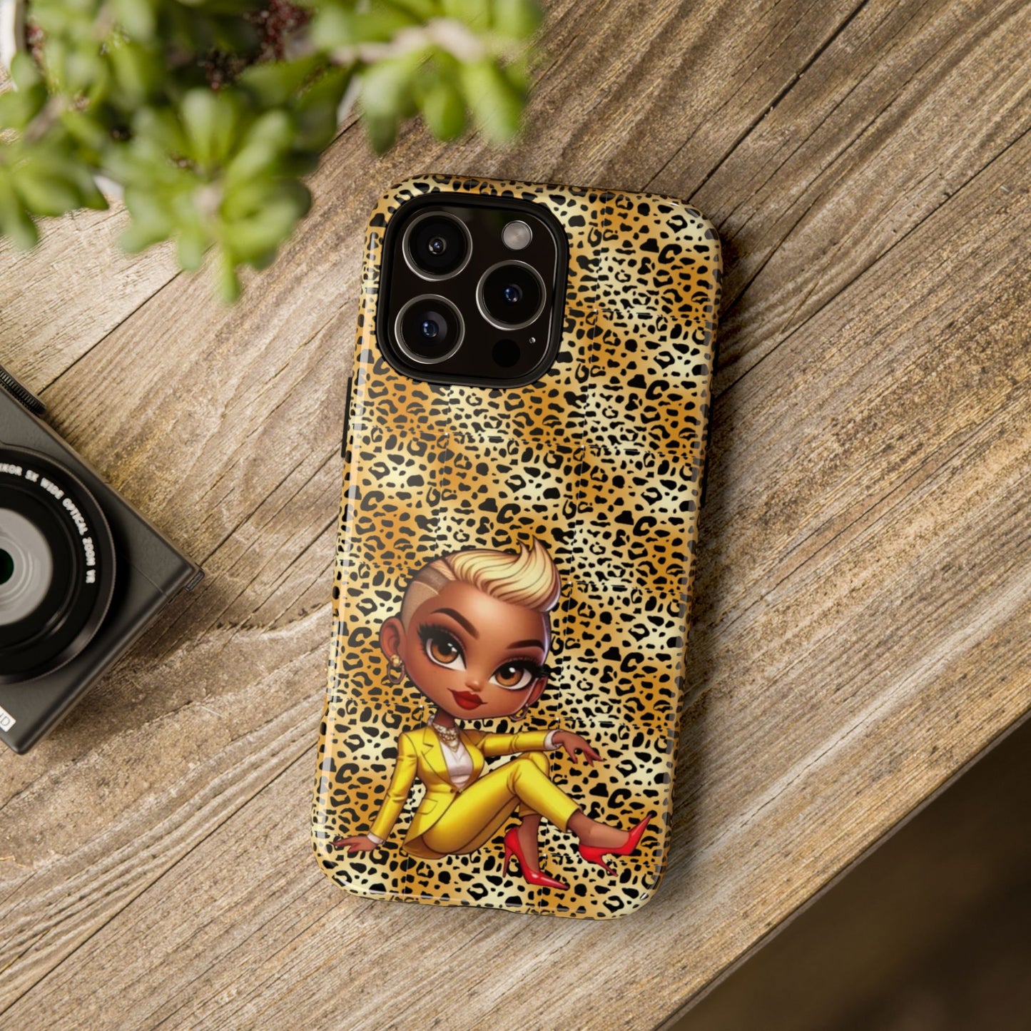 Phone Case, Blonde Bombshell Leopard Print Case, Tough Phone Cover, Stylish Animal Print Phone Protector, Gift for Her