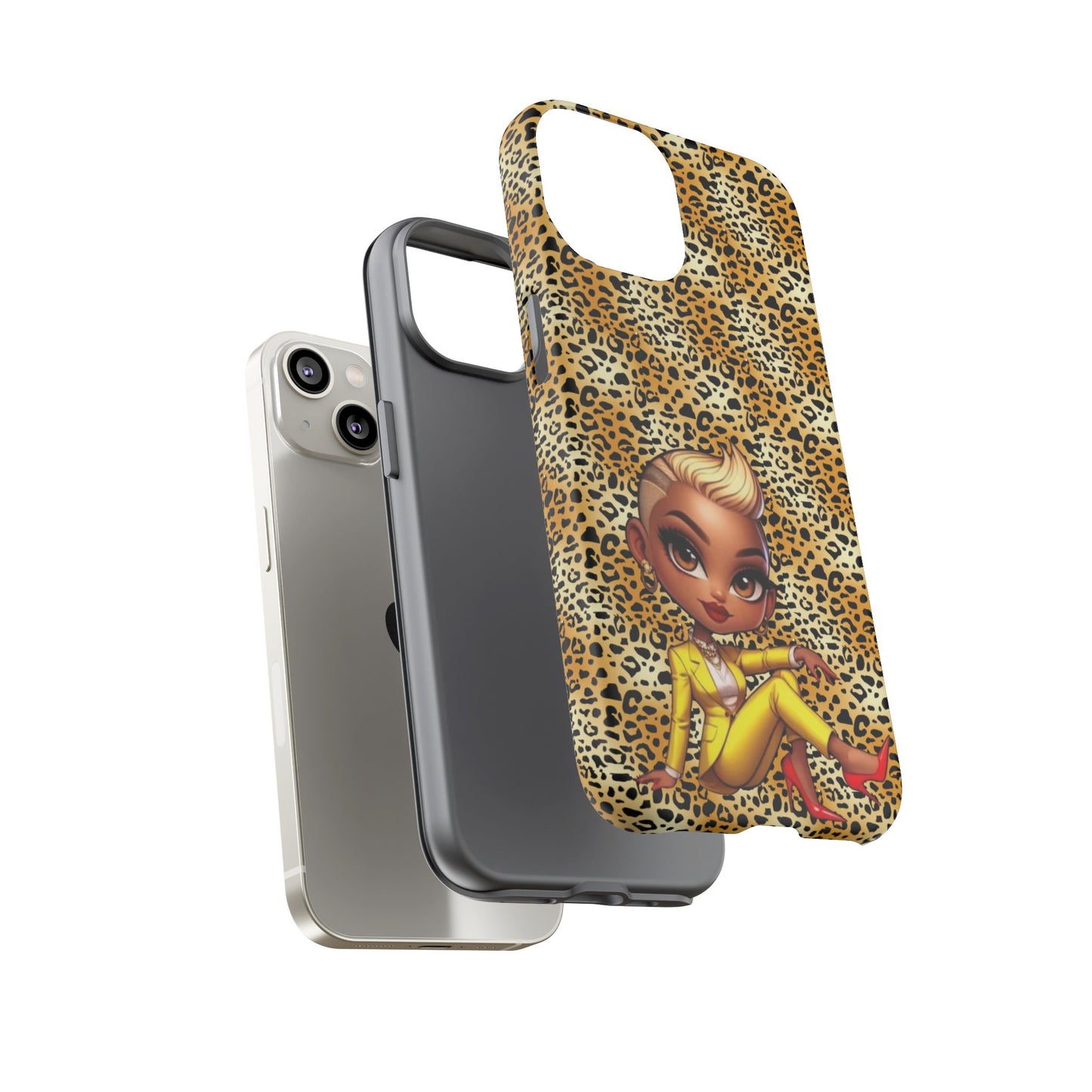 Phone Case, Blonde Bombshell Leopard Print Case, Tough Phone Cover, Stylish Animal Print Phone Protector, Gift for Her