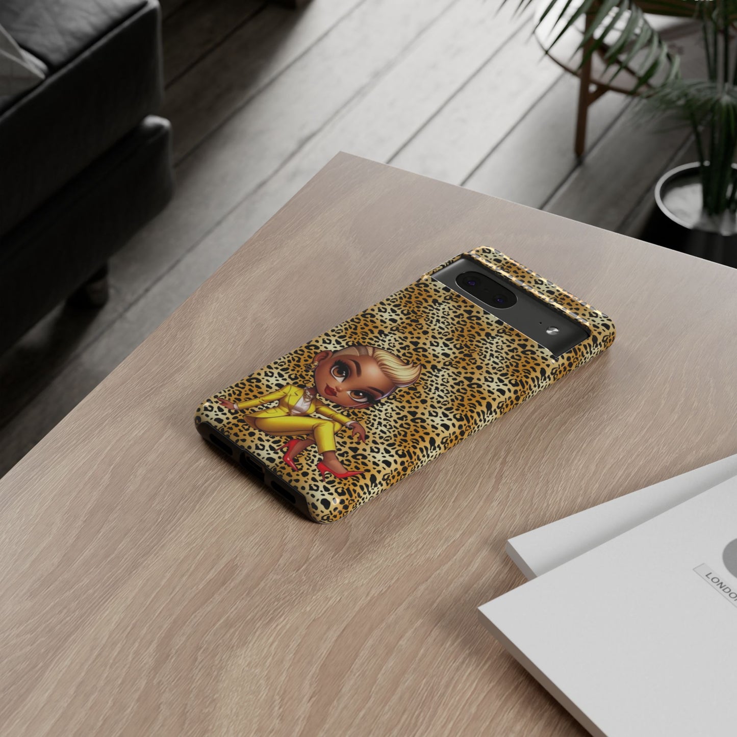 Phone Case, Blonde Bombshell Leopard Print Case, Tough Phone Cover, Stylish Animal Print Phone Protector, Gift for Her