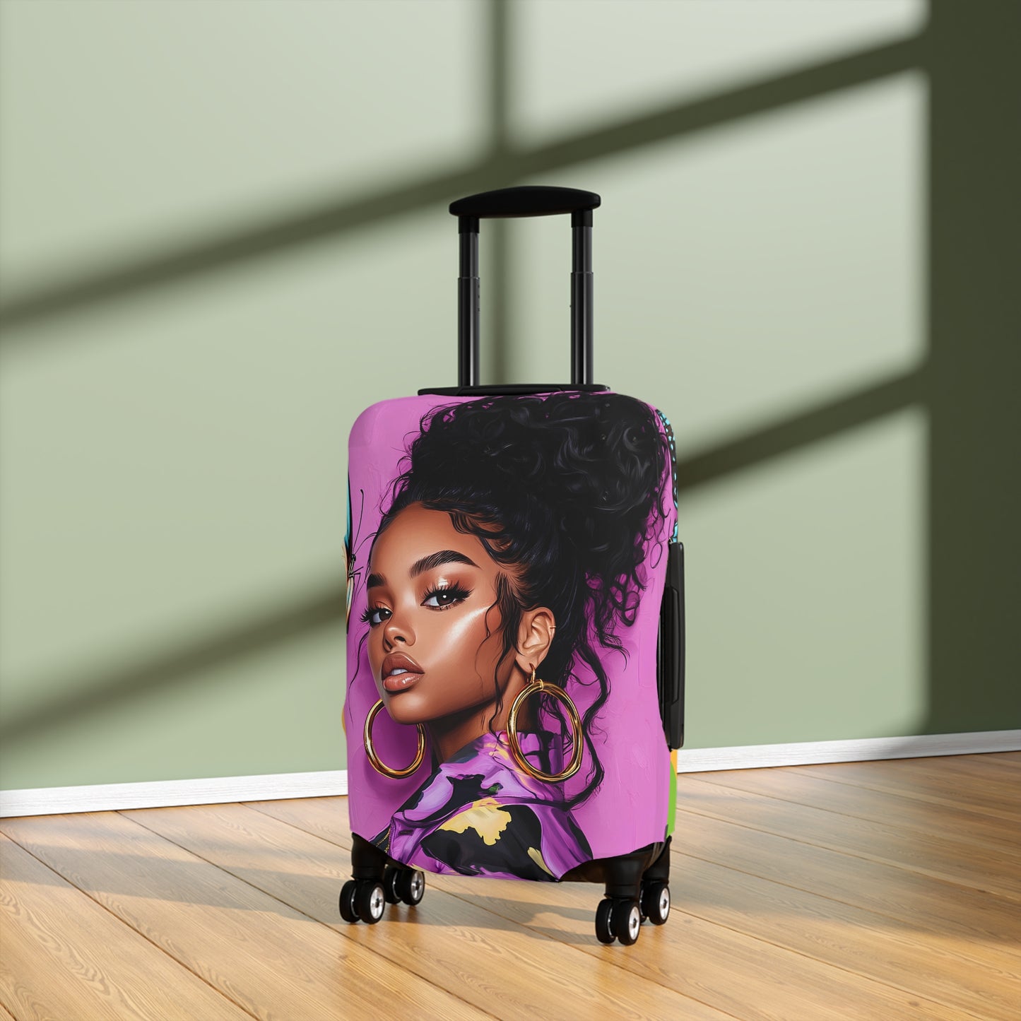 Purple Butterfly Melanin Queen Luggage Cover, Travel Suitcase Protector, African American Travel Accessories, Black Girl Magic Protective