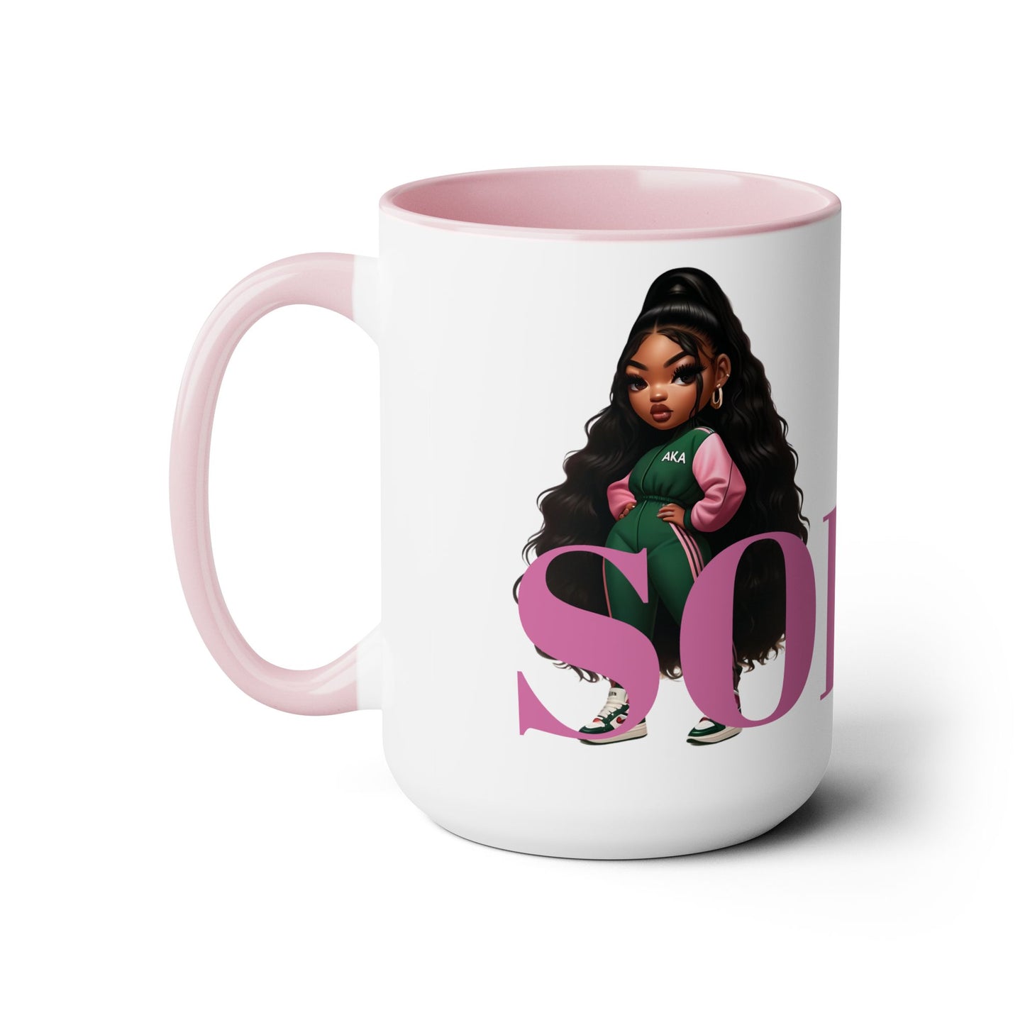 SOROR Pink & Green Sisters Two-Tone Coffee Mugs, 15oz