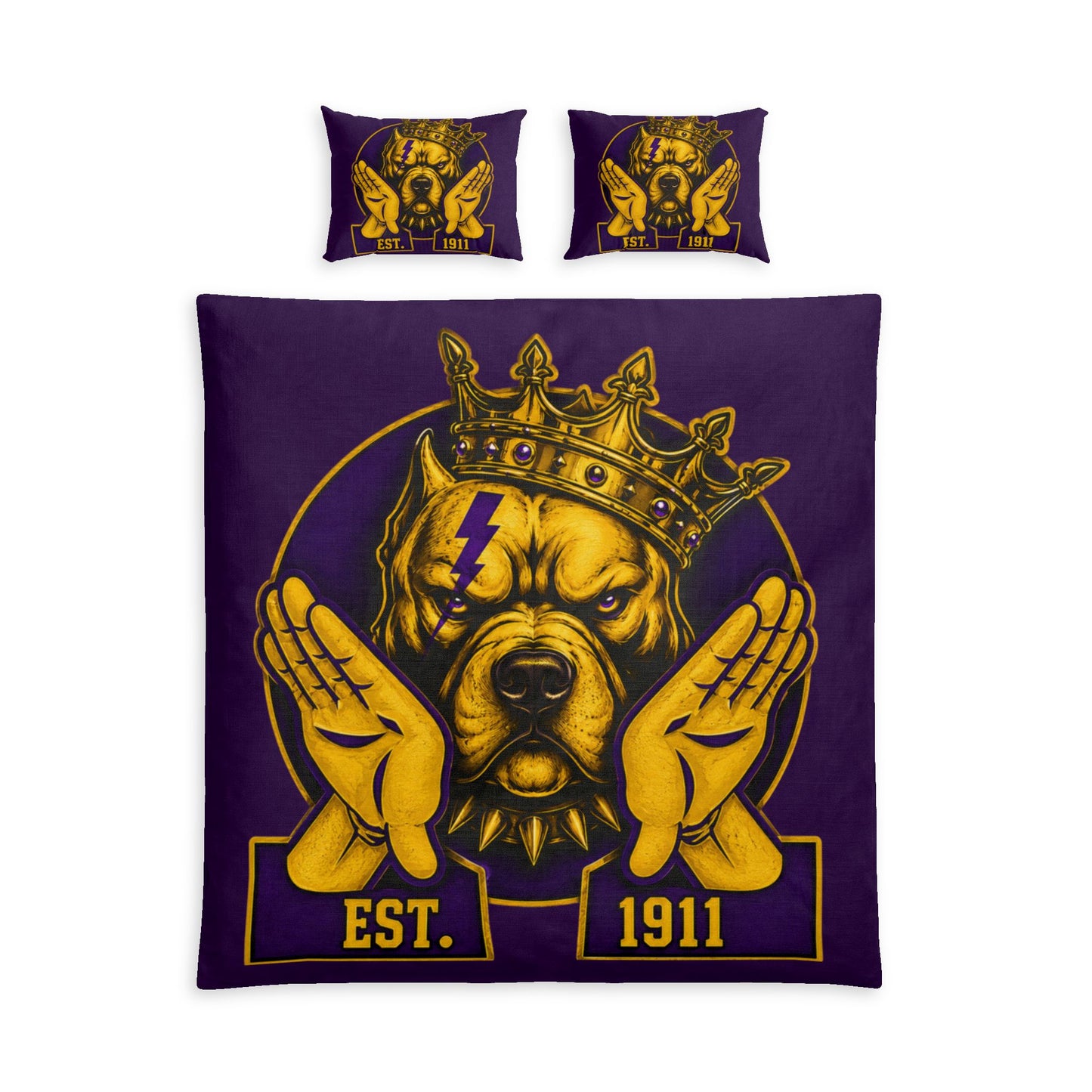 Royal Pitbull King duvet cover Cotton Bed Set | Crown, Established 1911