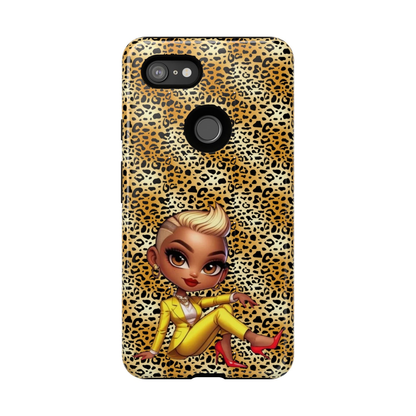 Phone Case, Blonde Bombshell Leopard Print Case, Tough Phone Cover, Stylish Animal Print Phone Protector, Gift for Her