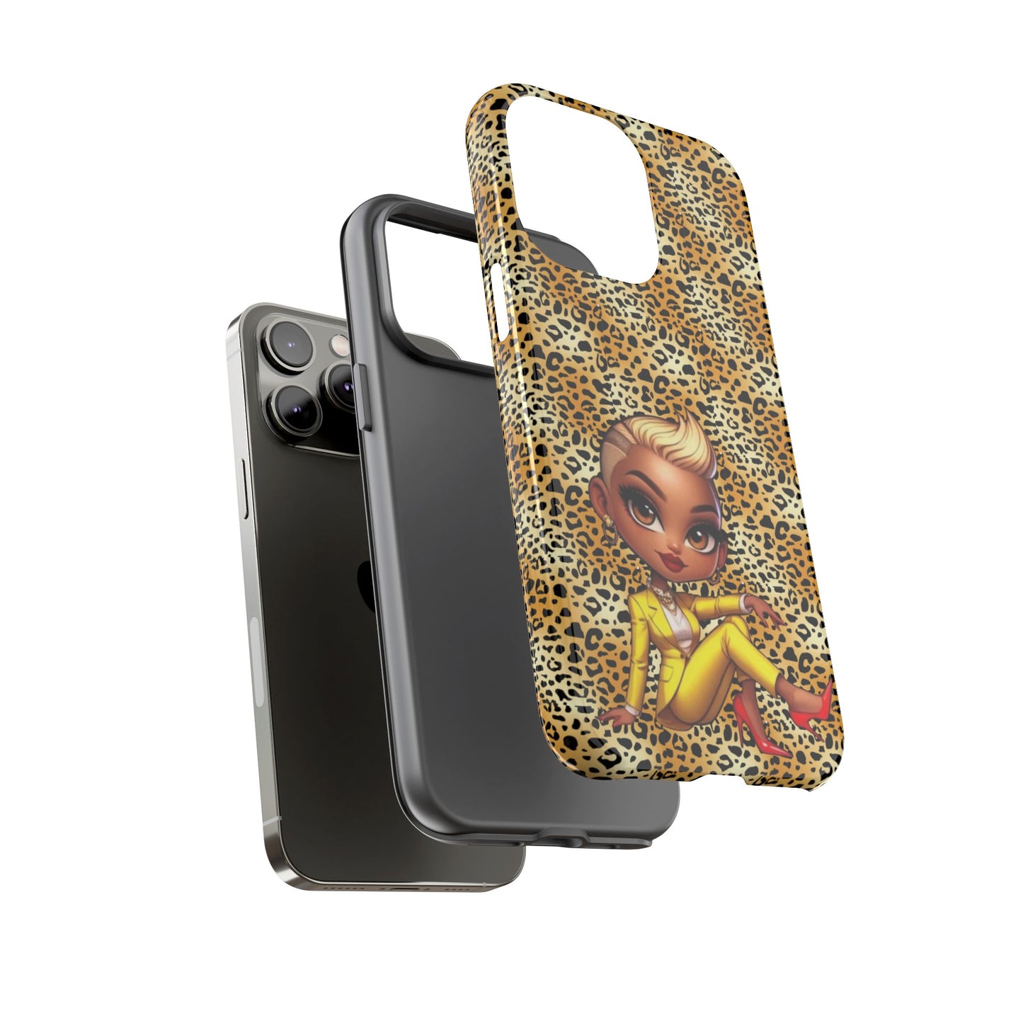 Phone Case, Blonde Bombshell Leopard Print Case, Tough Phone Cover, Stylish Animal Print Phone Protector, Gift for Her