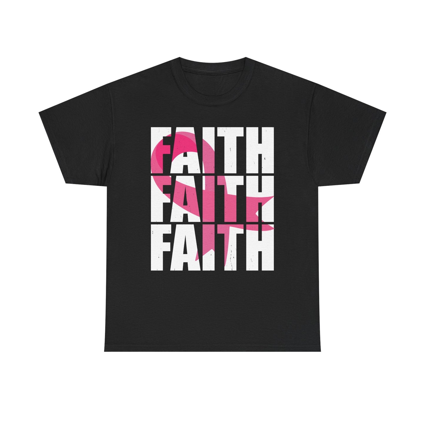LBLACK Faith Breast Cancer pink  Awareness Unisex Heavy Cotton Tee, Casual T-Shirt for Breast Cancer Awareness, Supportive Gift, Everyday Wear, Fundraising Events