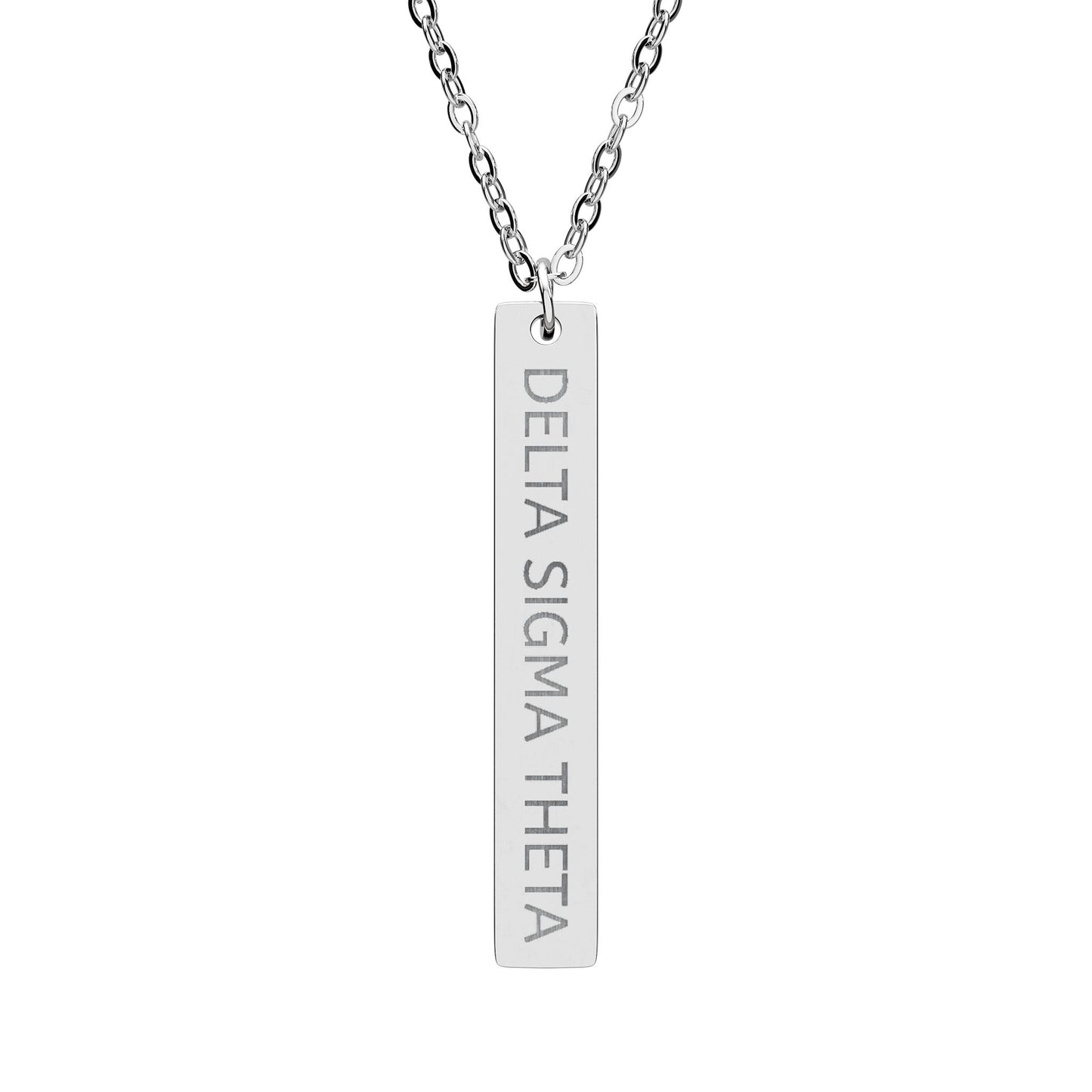 Necklace, Delta Sorority Engraved Pendant, Greek Jewelry, Personalized Bar Charm Gift, Custom Greek Letters, Sisterhood Jewelry