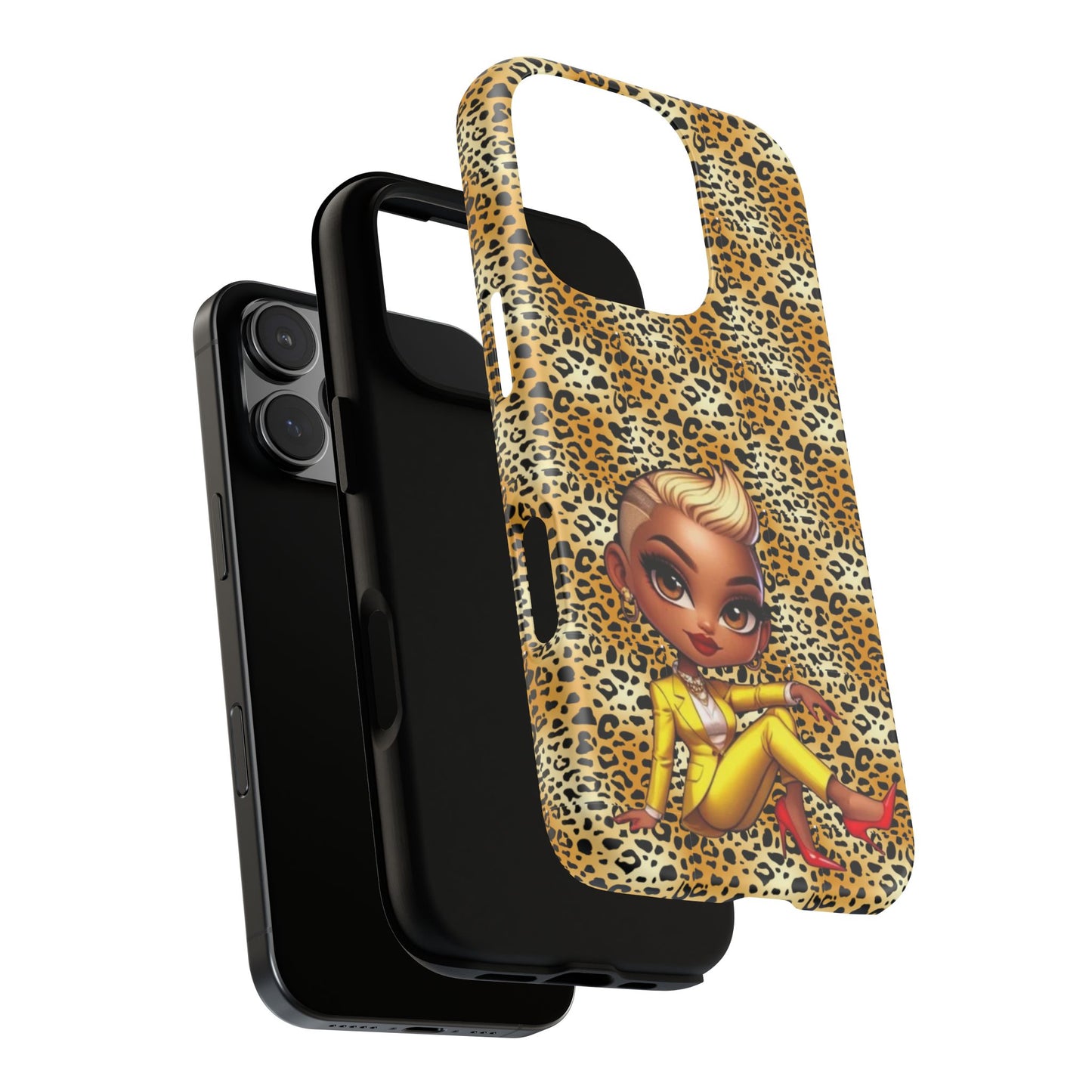 Phone Case, Blonde Bombshell Leopard Print Case, Tough Phone Cover, Stylish Animal Print Phone Protector, Gift for Her