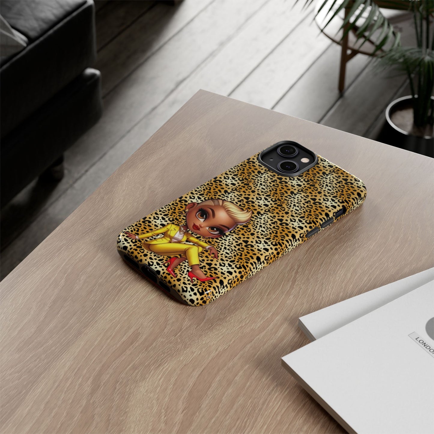 Phone Case, Blonde Bombshell Leopard Print Case, Tough Phone Cover, Stylish Animal Print Phone Protector, Gift for Her