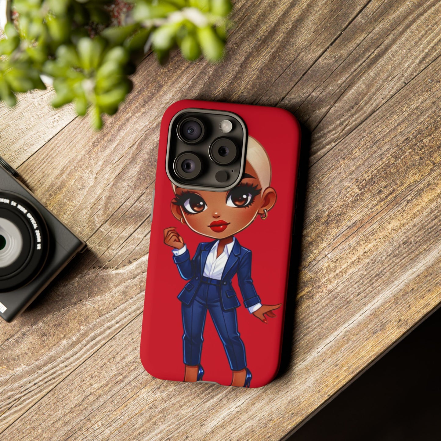 Stylish Phone Case with Confident “Deedra” Character Design, Protects Your Phone, Unique Gift, Trendy Accessory, Fashion Statement