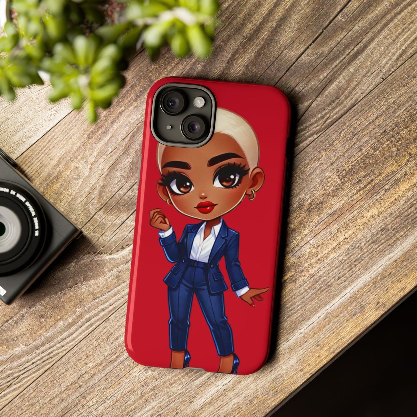Stylish Phone Case with Confident “Deedra” Character Design, Protects Your Phone, Unique Gift, Trendy Accessory, Fashion Statement