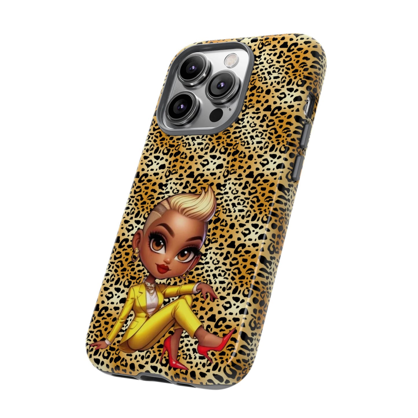 Phone Case, Blonde Bombshell Leopard Print Case, Tough Phone Cover, Stylish Animal Print Phone Protector, Gift for Her