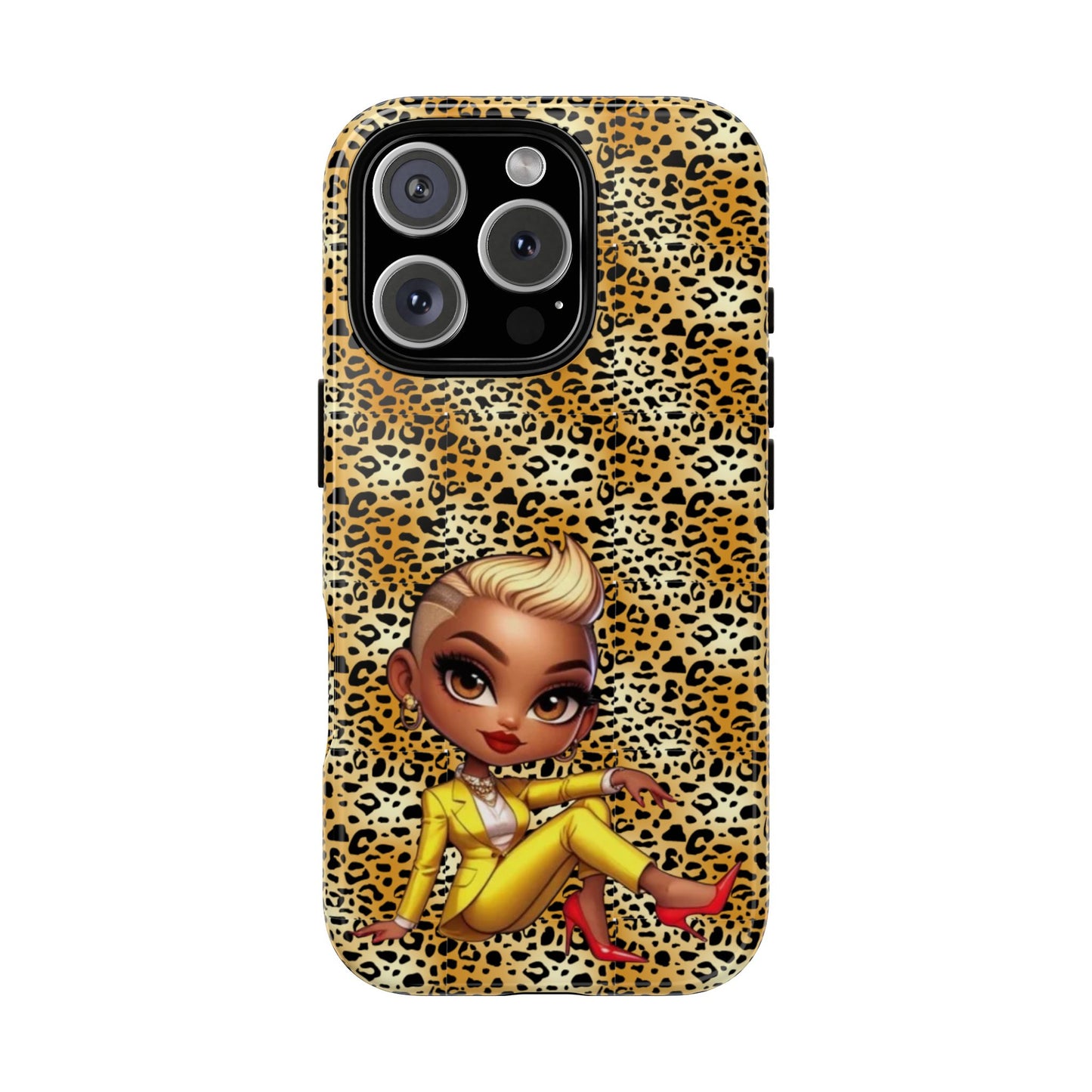 Phone Case, Blonde Bombshell Leopard Print Case, Tough Phone Cover, Stylish Animal Print Phone Protector, Gift for Her