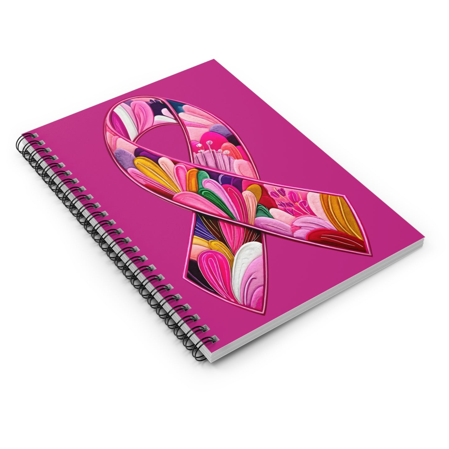 Pink Ribbon Spiral Notebook - Beautiful Floral Design for Inspiration, Journaling, Gifts, Fundraising, Breast Cancer Awareness