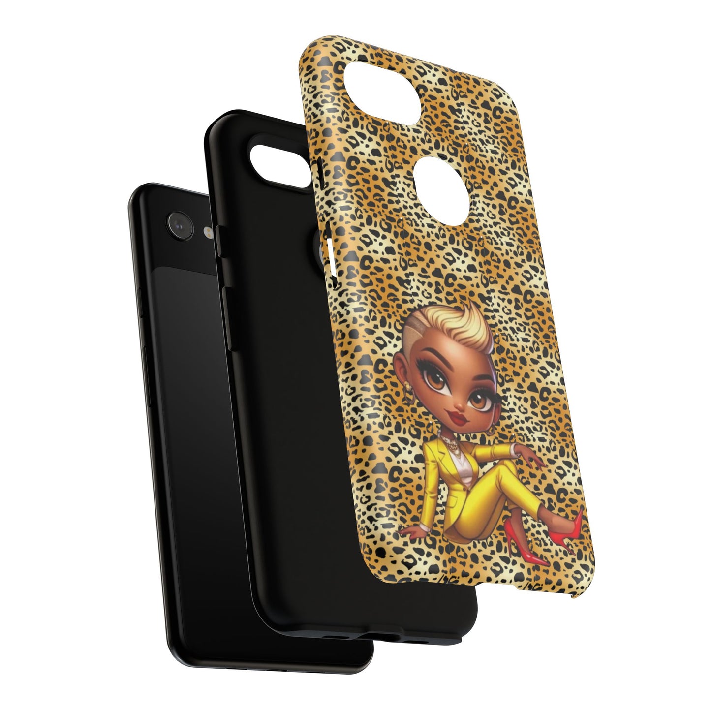 Phone Case, Blonde Bombshell Leopard Print Case, Tough Phone Cover, Stylish Animal Print Phone Protector, Gift for Her
