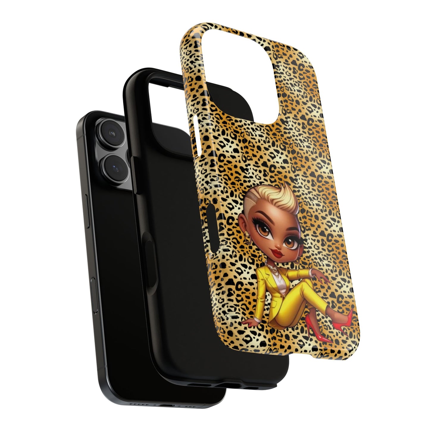 Phone Case, Blonde Bombshell Leopard Print Case, Tough Phone Cover, Stylish Animal Print Phone Protector, Gift for Her