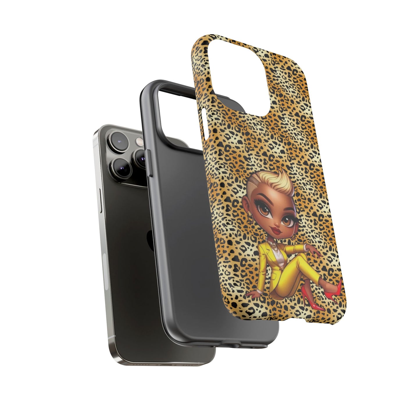 Phone Case, Blonde Bombshell Leopard Print Case, Tough Phone Cover, Stylish Animal Print Phone Protector, Gift for Her
