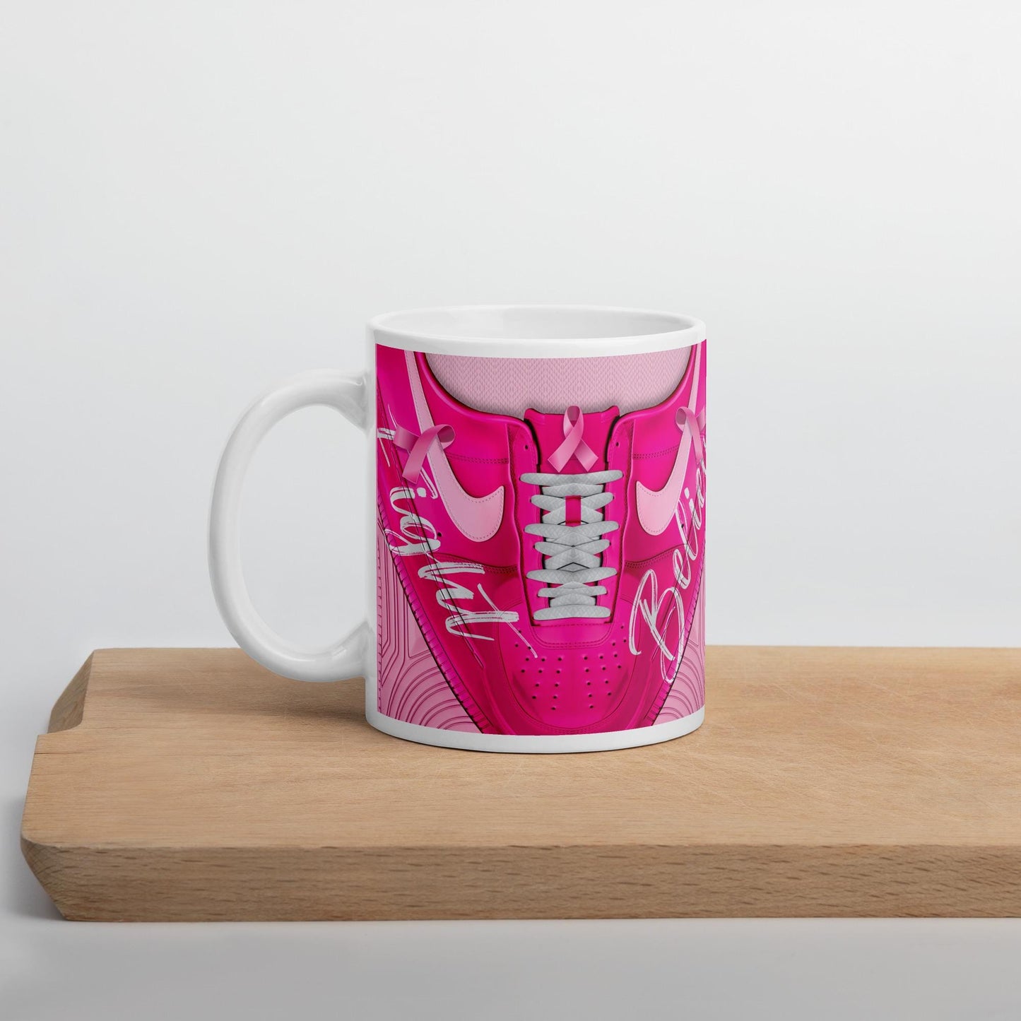 Breast CANCER. Fight White glossy mug