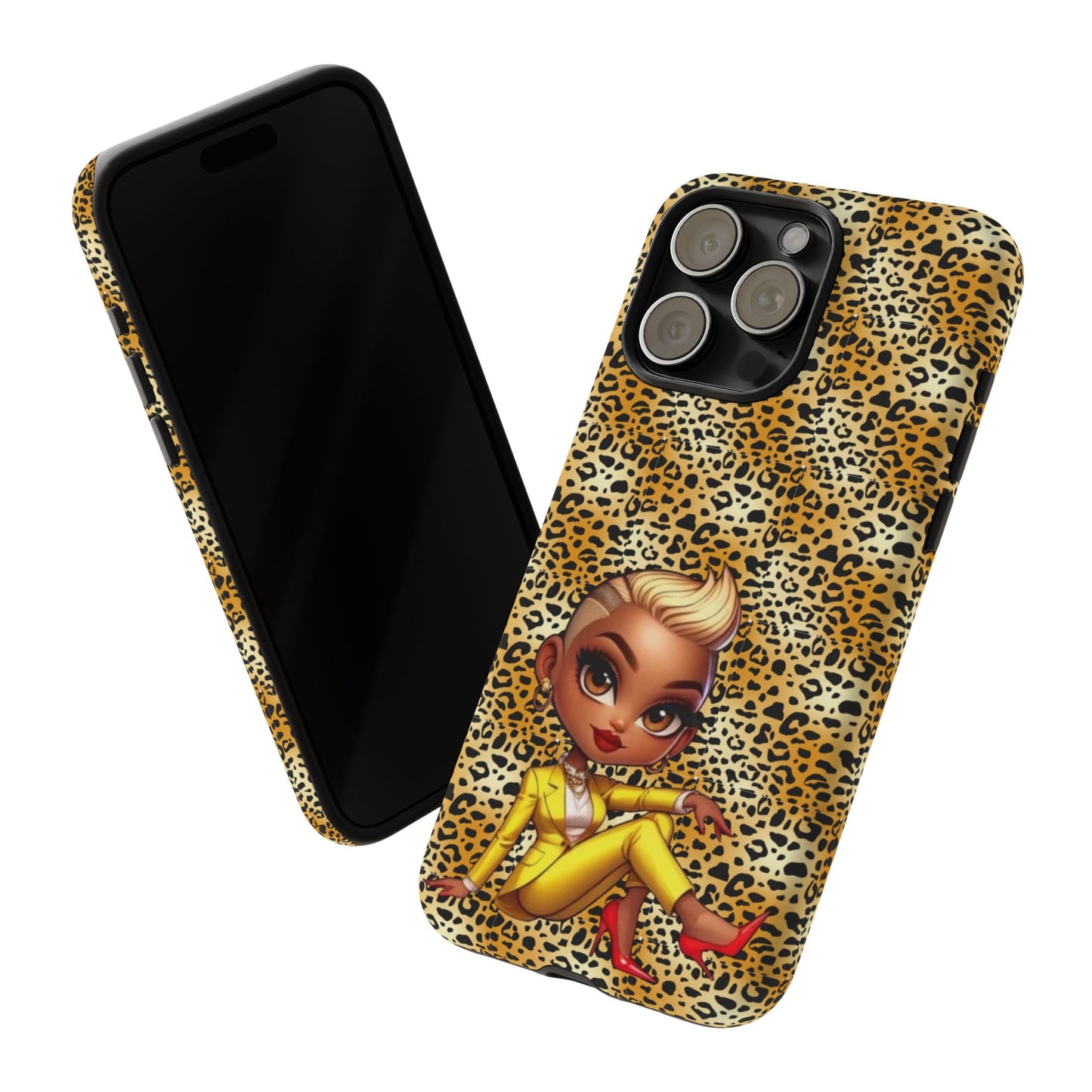 Phone Case, Blonde Bombshell Leopard Print Case, Tough Phone Cover, Stylish Animal Print Phone Protector, Gift for Her