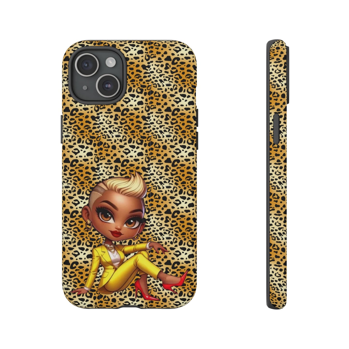 Phone Case, Blonde Bombshell Leopard Print Case, Tough Phone Cover, Stylish Animal Print Phone Protector, Gift for Her