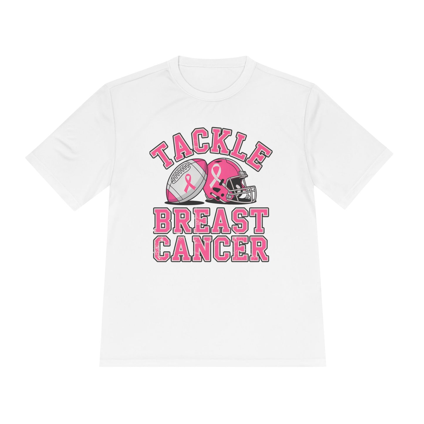 Tackle Breast Cancer Tee, Moisture Wicking Athletic Shirt, Unisex Workout Top, Sports Event T-Shirt, Perfect for Fundraisers