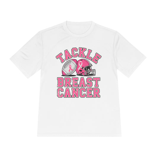 Tackle Breast Cancer Tee, Moisture Wicking Athletic Shirt, Unisex Workout Top, Sports Event T-Shirt, Perfect for Fundraisers