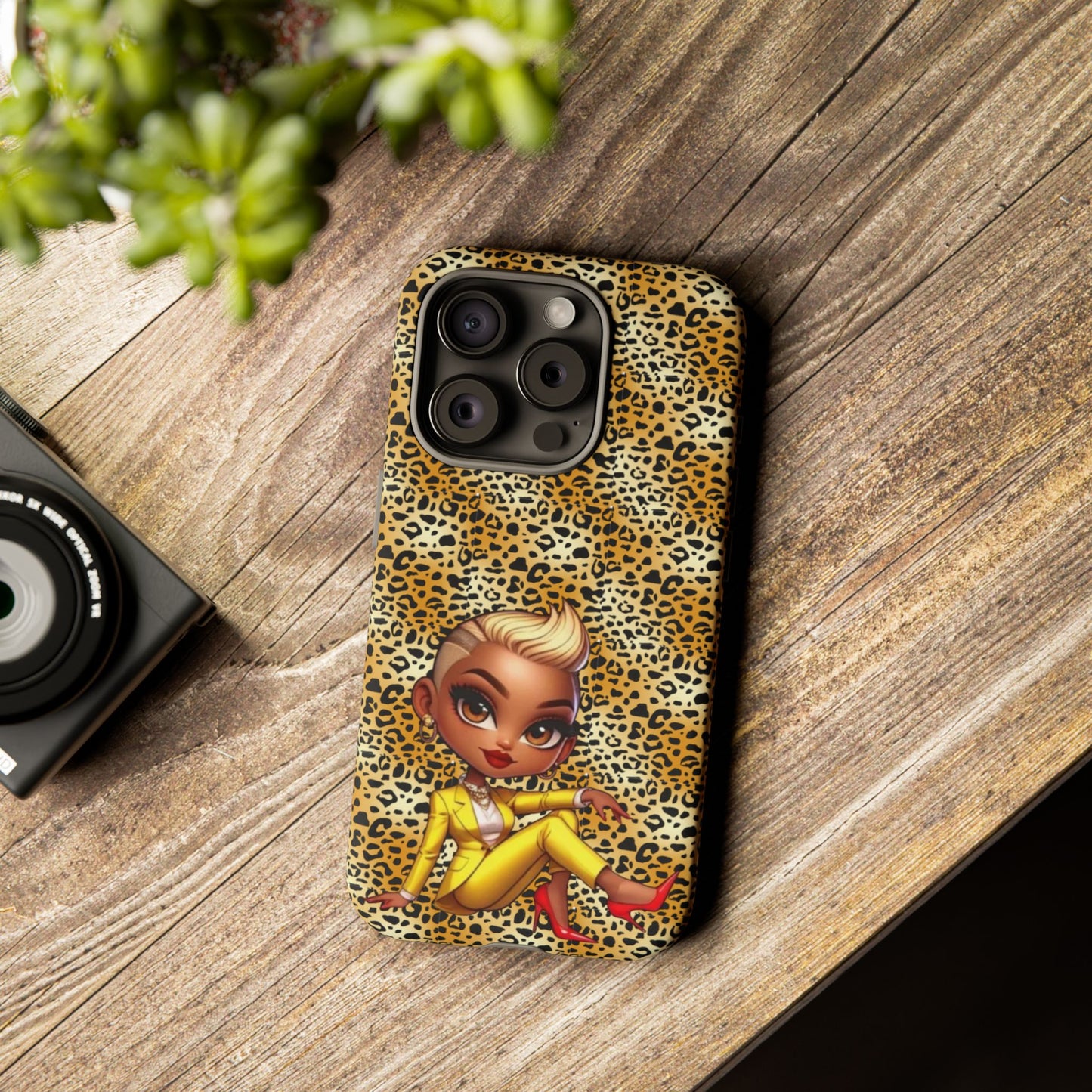 Phone Case, Blonde Bombshell Leopard Print Case, Tough Phone Cover, Stylish Animal Print Phone Protector, Gift for Her
