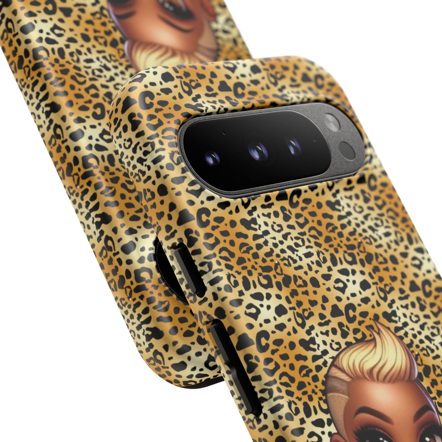 Phone Case, Blonde Bombshell Leopard Print Case, Tough Phone Cover, Stylish Animal Print Phone Protector, Gift for Her