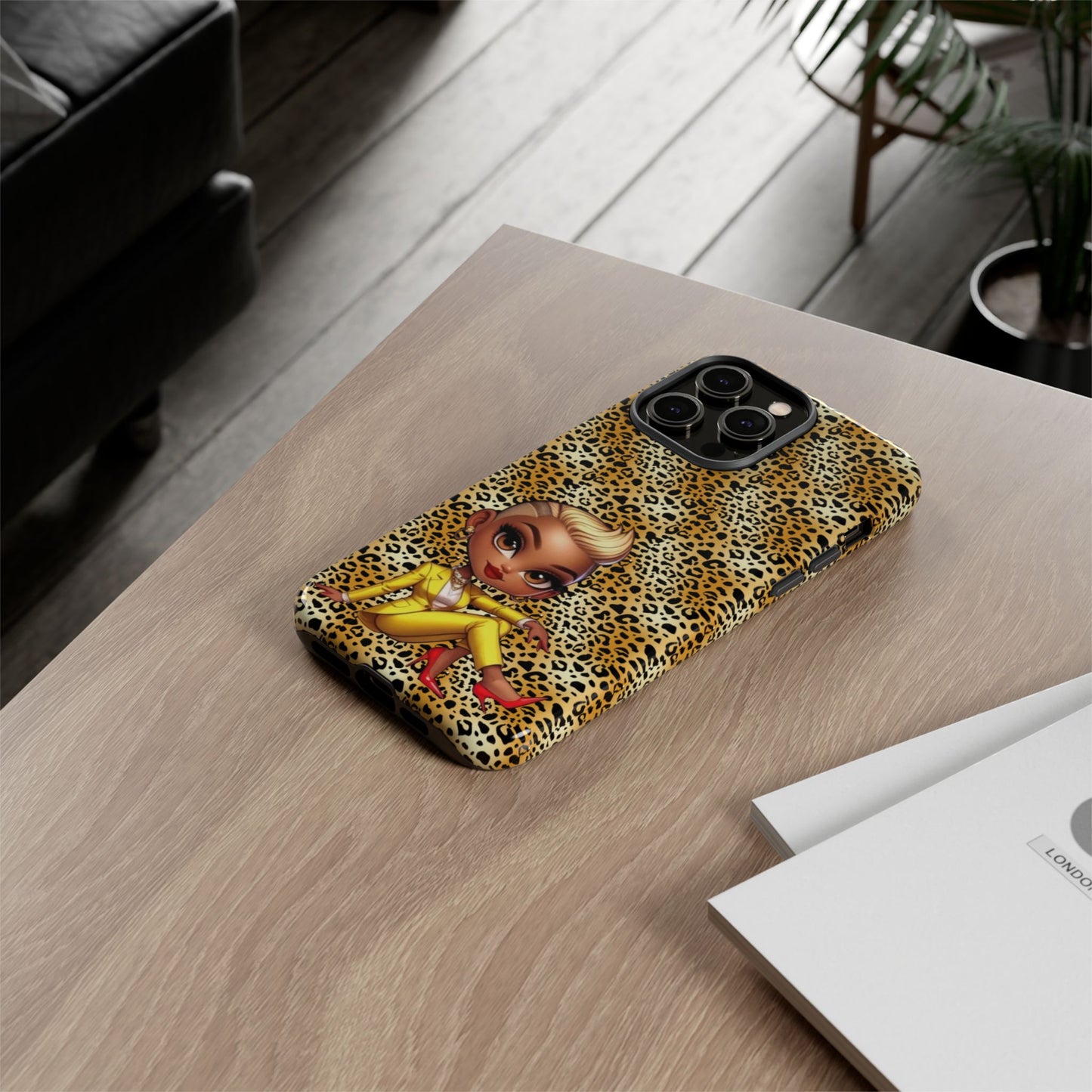 Phone Case, Blonde Bombshell Leopard Print Case, Tough Phone Cover, Stylish Animal Print Phone Protector, Gift for Her