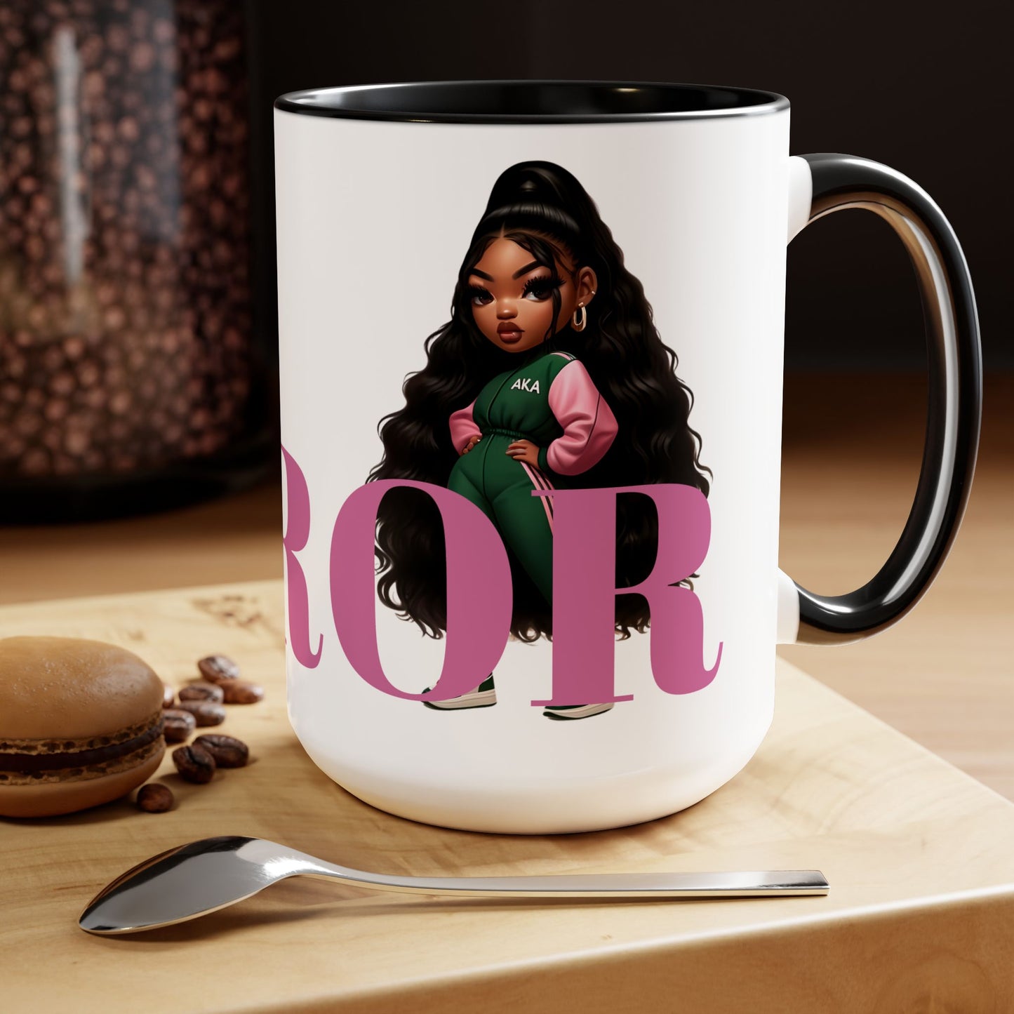 SOROR Pink & Green Sisters Two-Tone Coffee Mugs, 15oz