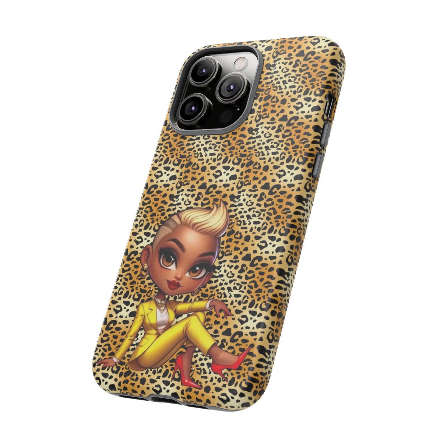 Phone Case, Blonde Bombshell Leopard Print Case, Tough Phone Cover, Stylish Animal Print Phone Protector, Gift for Her