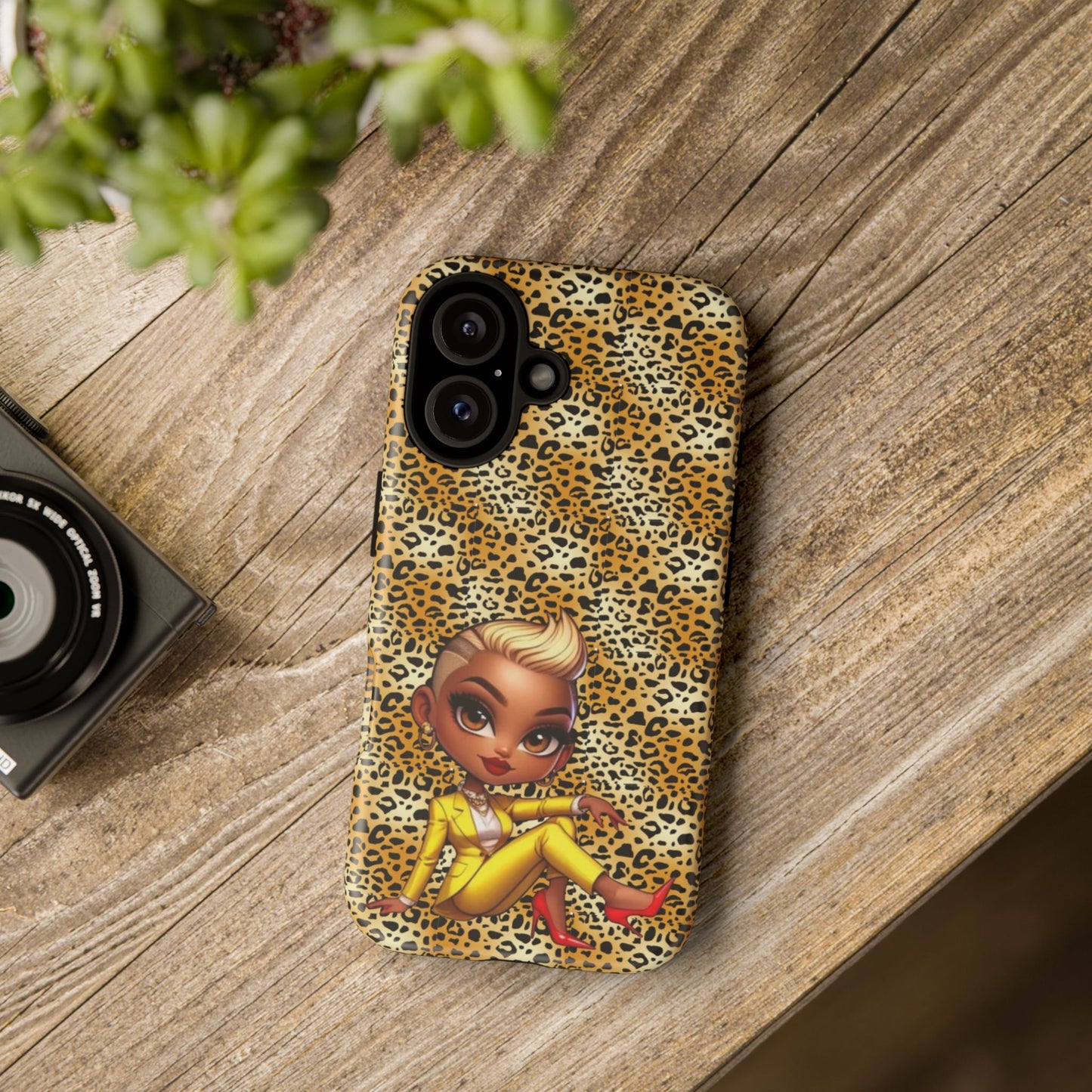 Phone Case, Blonde Bombshell Leopard Print Case, Tough Phone Cover, Stylish Animal Print Phone Protector, Gift for Her