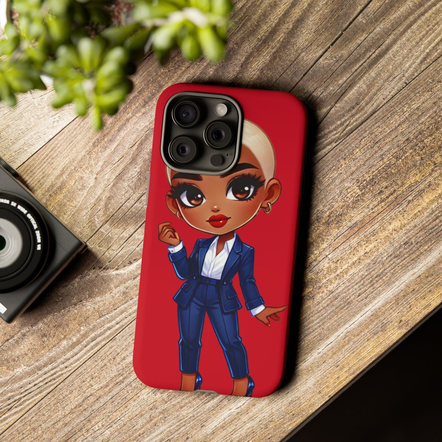 Stylish Phone Case with Confident “Deedra” Character Design, Protects Your Phone, Unique Gift, Trendy Accessory, Fashion Statement