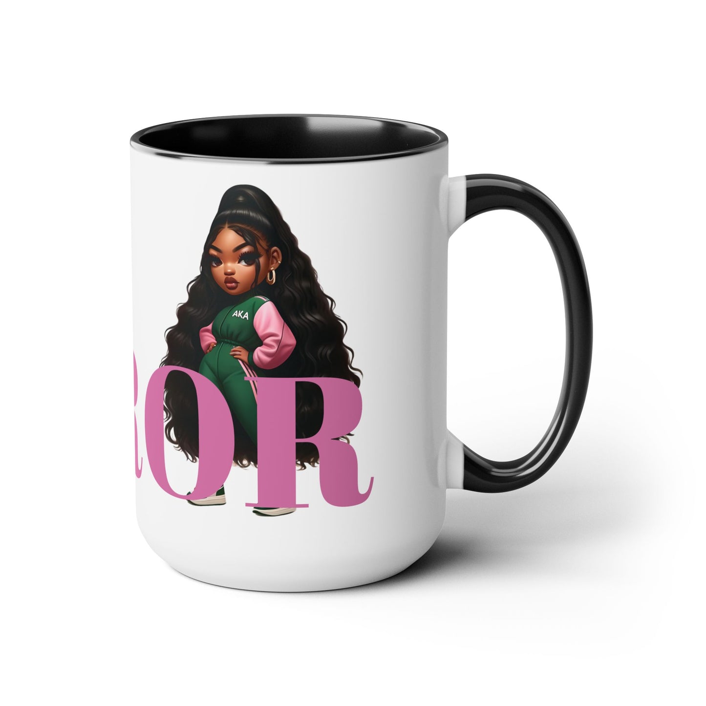 SOROR Pink & Green Sisters Two-Tone Coffee Mugs, 15oz