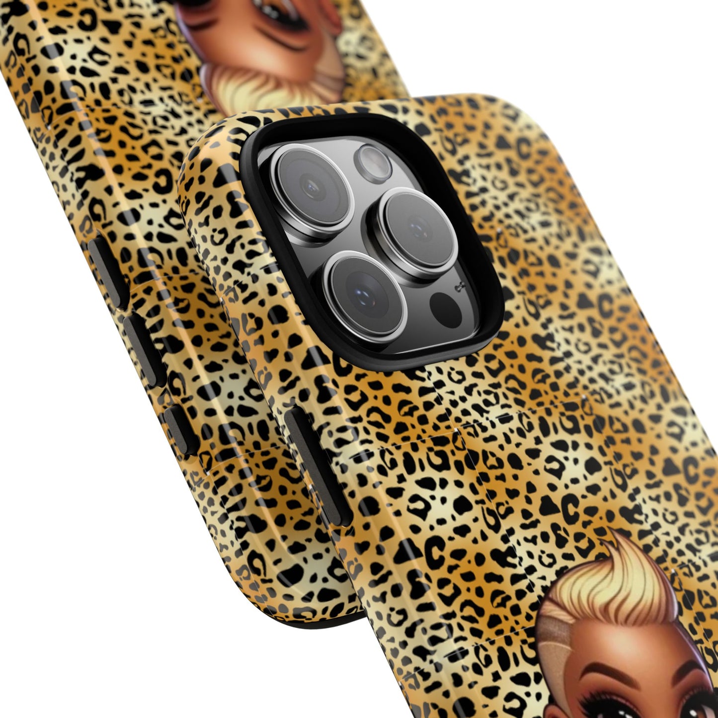 Phone Case, Blonde Bombshell Leopard Print Case, Tough Phone Cover, Stylish Animal Print Phone Protector, Gift for Her