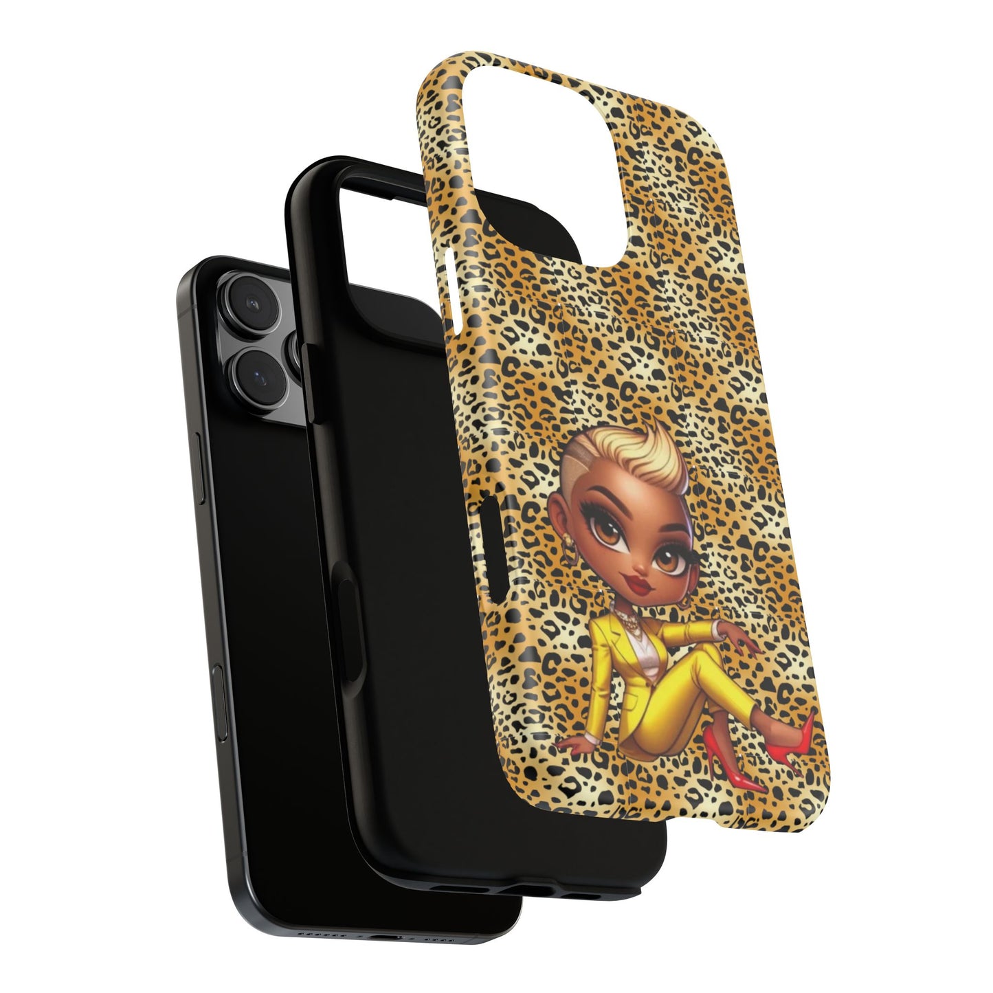 Phone Case, Blonde Bombshell Leopard Print Case, Tough Phone Cover, Stylish Animal Print Phone Protector, Gift for Her