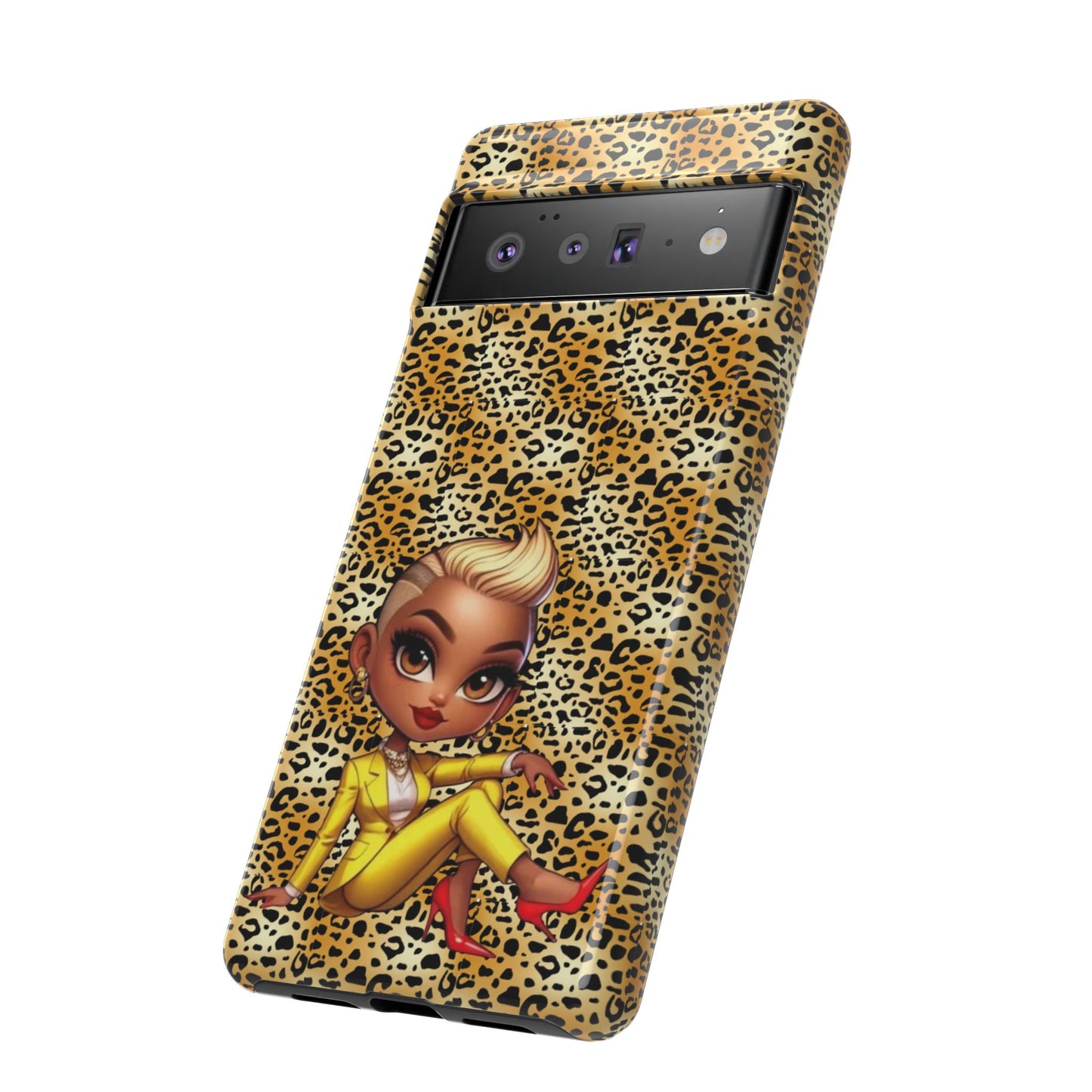 Phone Case, Blonde Bombshell Leopard Print Case, Tough Phone Cover, Stylish Animal Print Phone Protector, Gift for Her