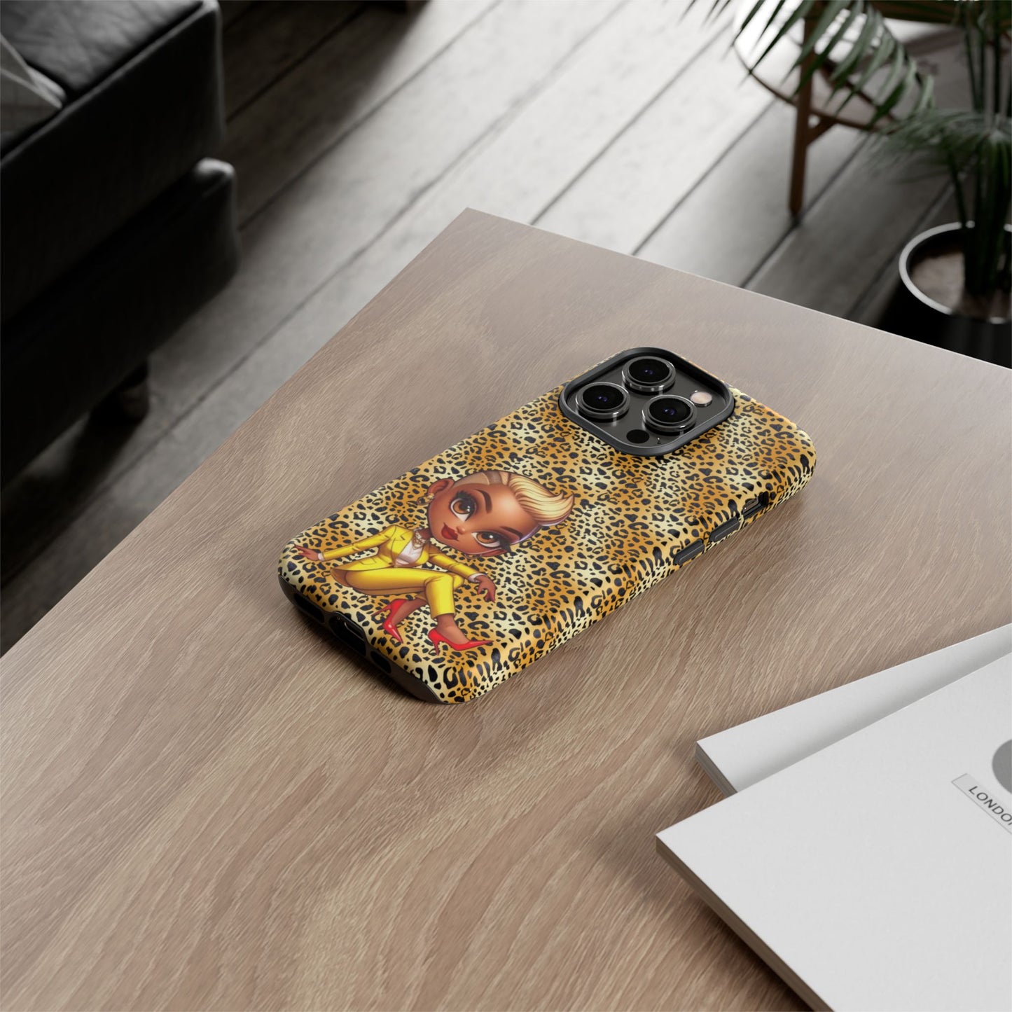 Phone Case, Blonde Bombshell Leopard Print Case, Tough Phone Cover, Stylish Animal Print Phone Protector, Gift for Her