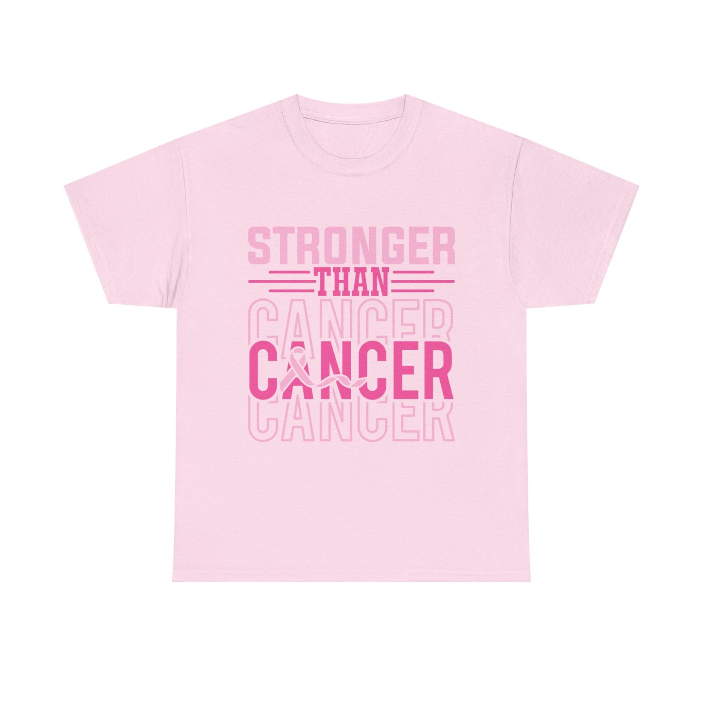 Unisex Heavy Cotton Tee with 'Stronger Than Cancer' Print, Inspirational Tee, Gift for Breadt Cancer Awareness, Support Shirt, Comfort Fit Tee