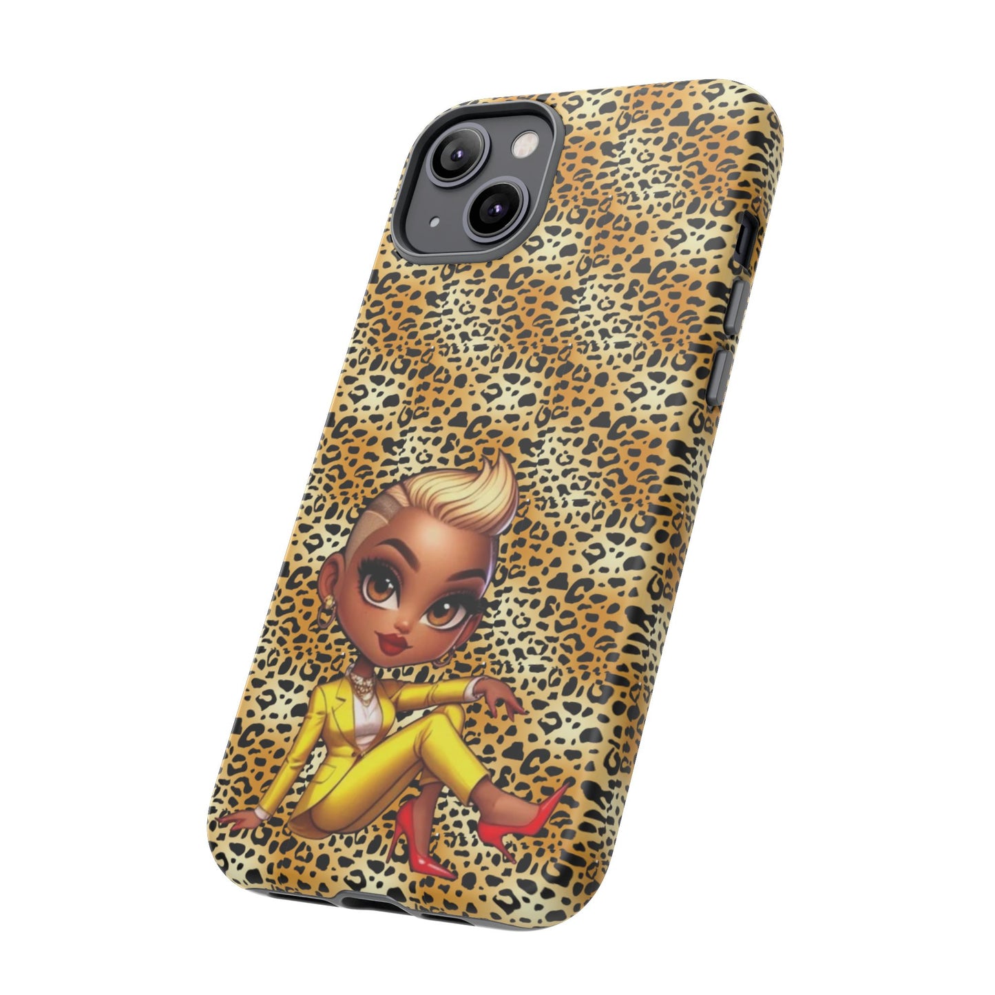 Phone Case, Blonde Bombshell Leopard Print Case, Tough Phone Cover, Stylish Animal Print Phone Protector, Gift for Her