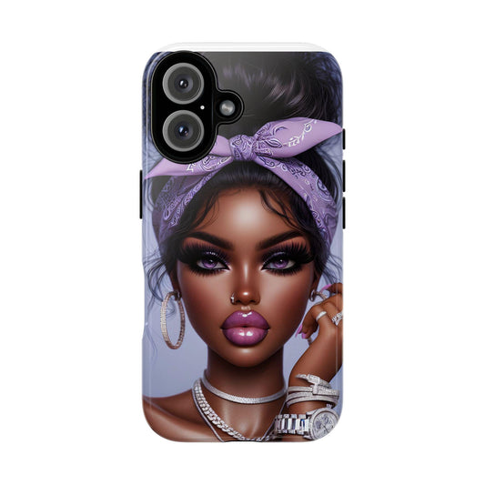 Purple Hankie Girl Stylish Phone Case with Afrocentric Design Tough Cases
