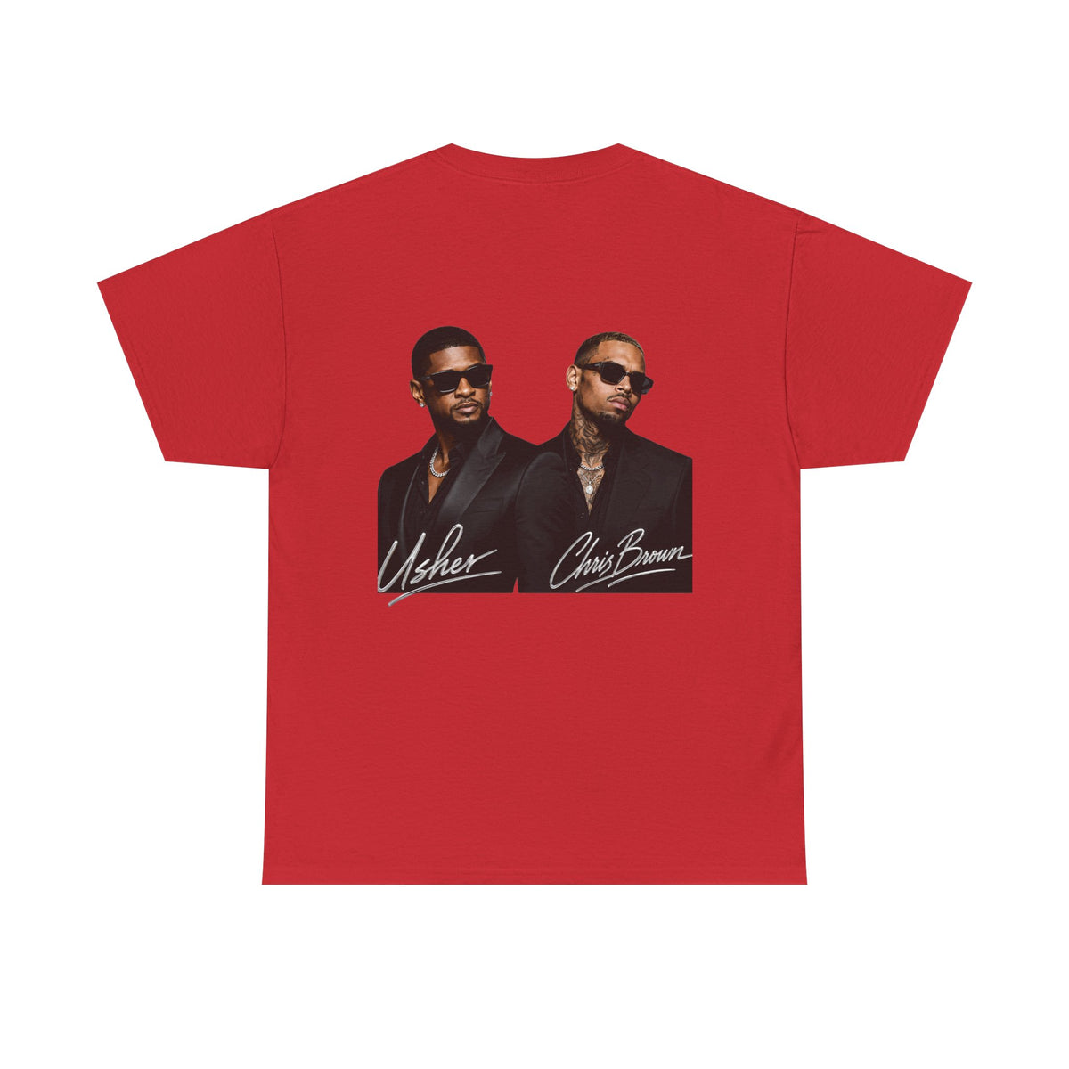 A Chris Brown Usher Raymond Concert RB Portrait Graphic Tee | Retro Double-Image Music Silhouette