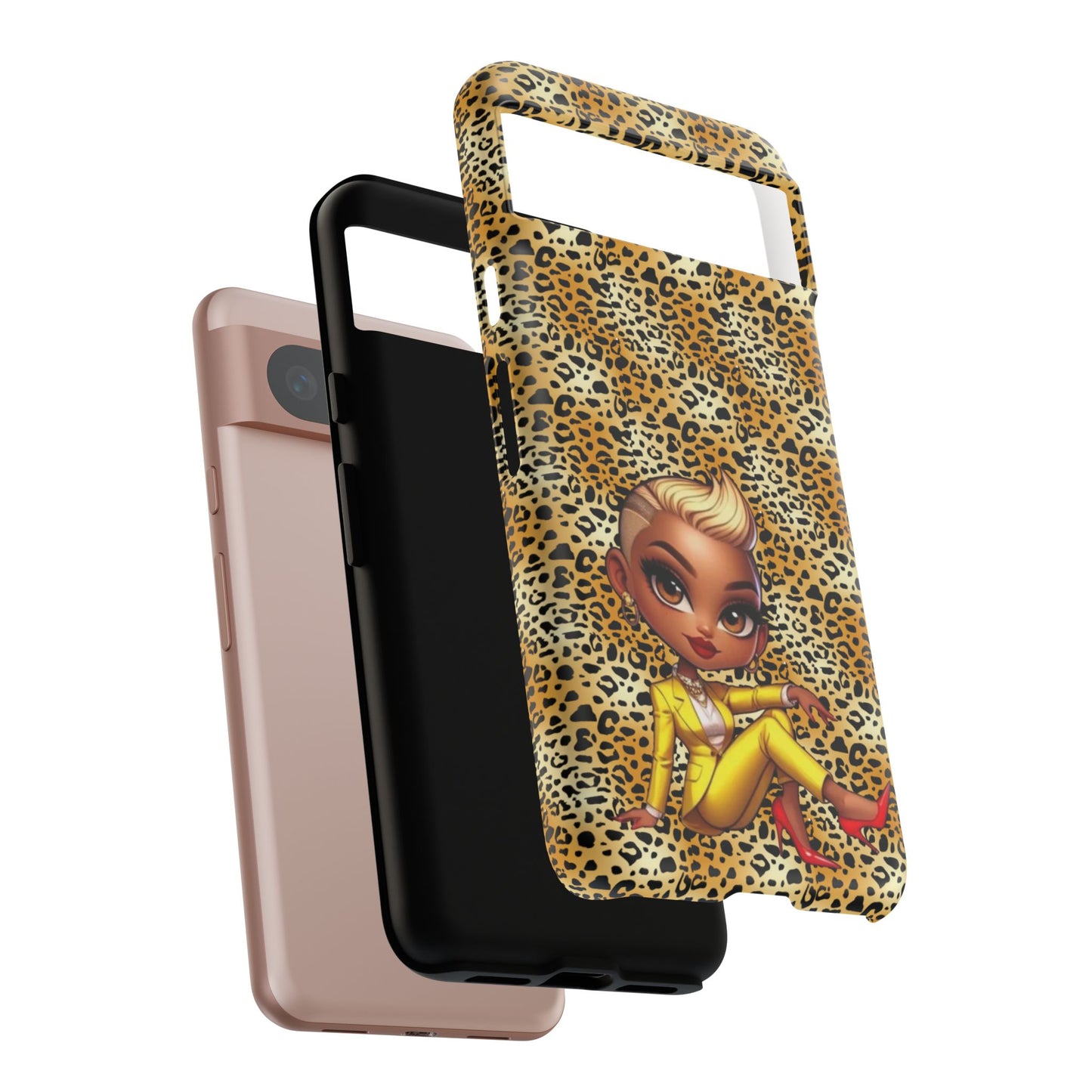 Phone Case, Blonde Bombshell Leopard Print Case, Tough Phone Cover, Stylish Animal Print Phone Protector, Gift for Her