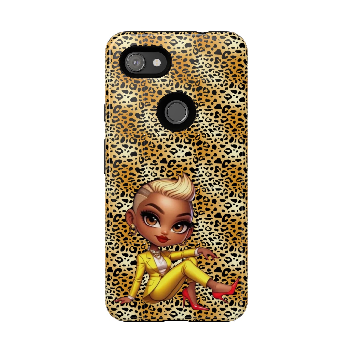 Phone Case, Blonde Bombshell Leopard Print Case, Tough Phone Cover, Stylish Animal Print Phone Protector, Gift for Her