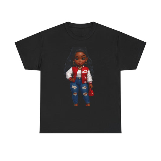 Stylish DST Girl character Unisex Heavy Cotton Tee for Trendy Individuals, Casual Wear, Graphic Tee, Fashion Statement, Gift for Friends, Everyday Comfort