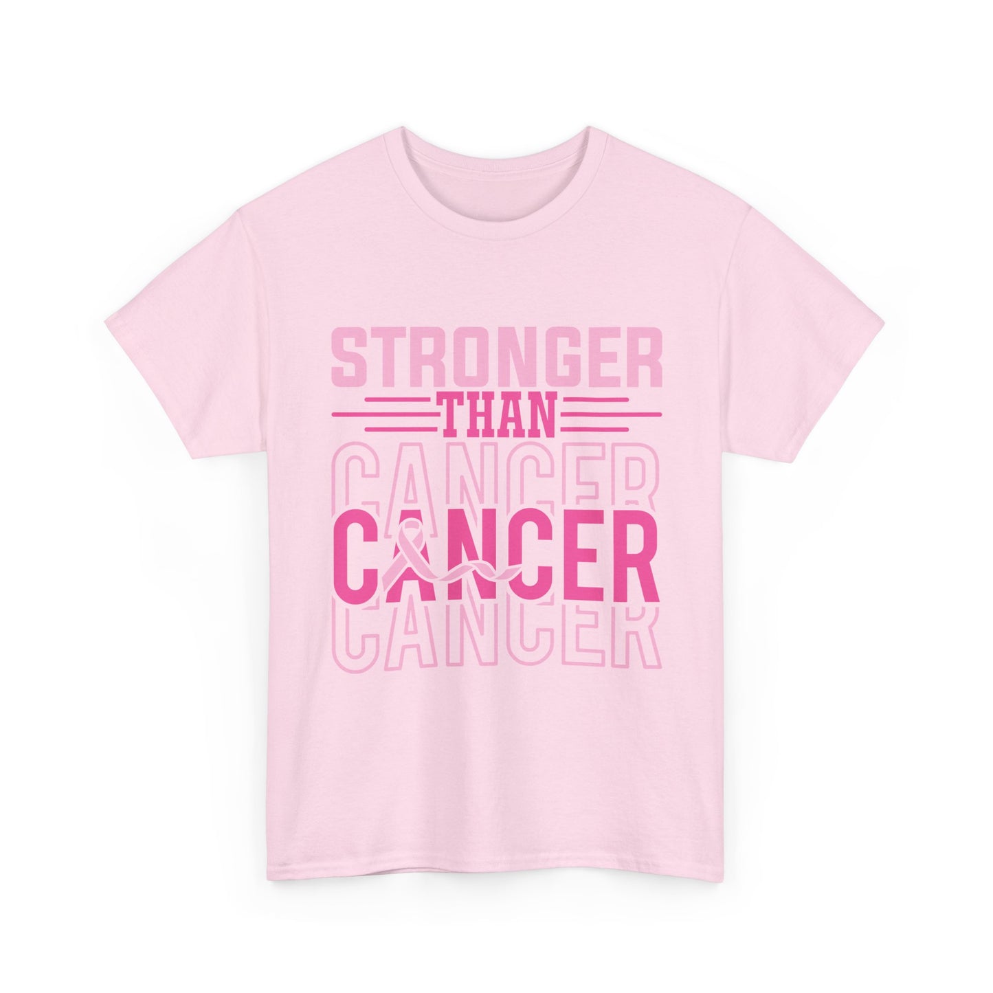 Unisex Heavy Cotton Tee with 'Stronger Than Cancer' Print, Inspirational Tee, Gift for Breadt Cancer Awareness, Support Shirt, Comfort Fit Tee