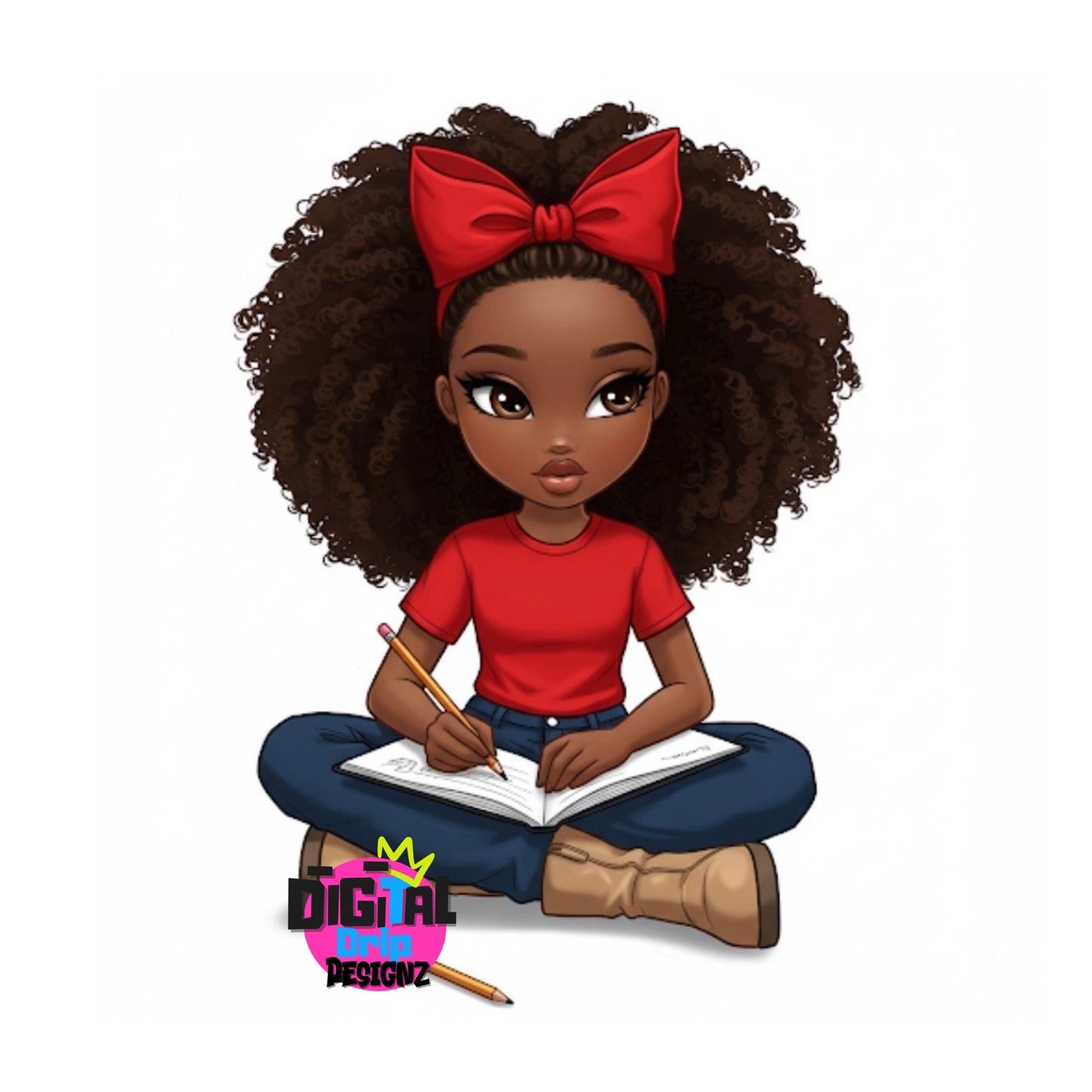 14 Melanin Girl Digital Stickers PNG | Afro Journaling Character | Black Girl Magic Art | Planner Stickers | Sublimation Clipart UPSCALED